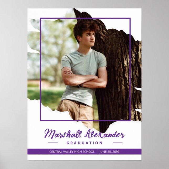 Affiche Purple Edgy Abstrait Torn Photo Graduation (Devant)