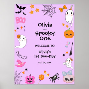 Affiche Purple Éffrayant Un Halloween 1er Anniversaire Bie