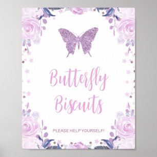 Affiche Purple Floral et Parties scintillant Papillon fête