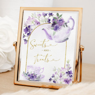 Affiche Purple Floral Fête des mariées Thé sucré et friand