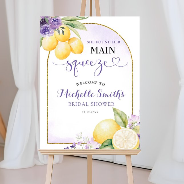 Affiche Purple floral Lemonade Bridal shower Welcome Sign (Créateur téléchargé)