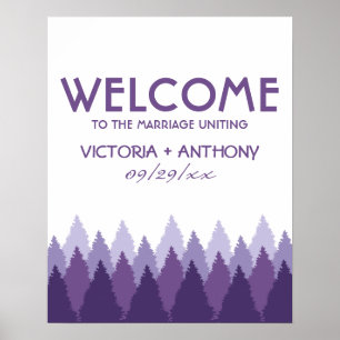 Affiche Purple Forest Range Mariage de bois Bienvenue