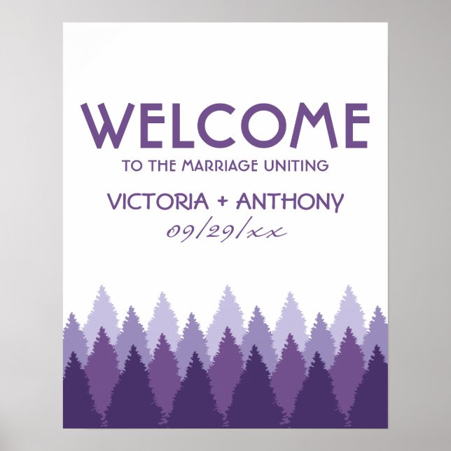 Affiche Purple Forest Range Mariage de bois Bienvenue (Devant)