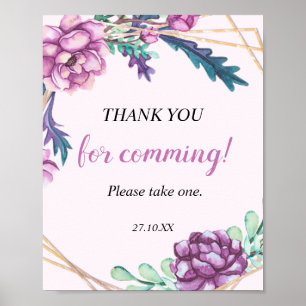 Affiche Purple Geometric Tropical Floral 30th Birthday