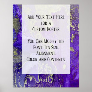 Affiche Purple & Gold Abstrait alcool encre Fluid Art do-i