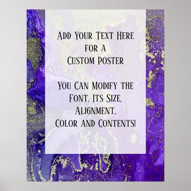Affiche Purple & Gold Abstrait alcool encre Fluid Art do-i (Devant)