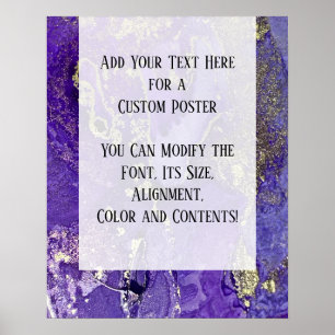 Affiche Purple & Gold Abstrait alcool encre Fluid Art do-i