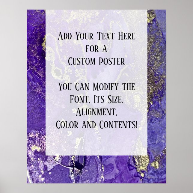 Affiche Purple & Gold Abstrait alcool encre Fluid Art do-i (Devant)