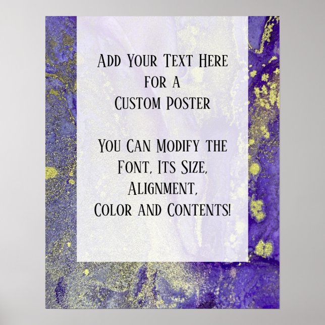 Affiche Purple & Gold Abstrait alcool encre Fluid Art do-i (Devant)