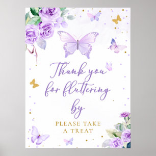 Affiche Purple Gold Butterfly Floral S'Il Vous Plaît Prend