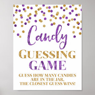Affiche Purple Gold Confetti Candy Guessing Game Sign