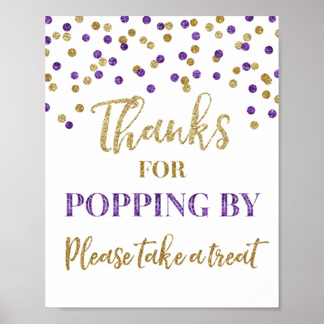 Affiche Purple Gold Confetti Merci pour Popup By Sign (Devant)
