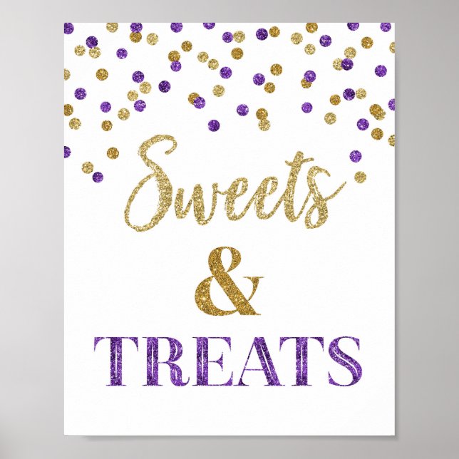 Affiche Purple Gold Confetti Sweets & Traitements Dessert  (Devant)