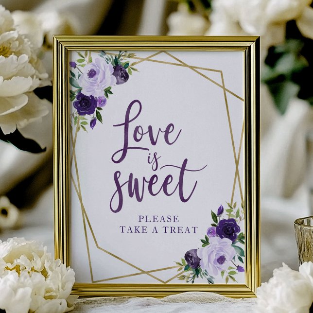 Affiche Purple Gold Floral Amour Est Symbole Sucré (Créateur téléchargé)