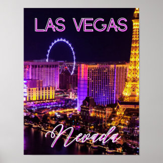 Affiche Purple & Gold Las Vegas Vibes Nevada Skyline