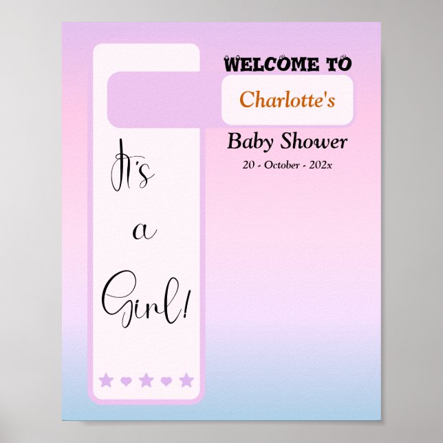 Affiche Purple Gradient Cute Eyeball Baby Shower Welcome (Devant)