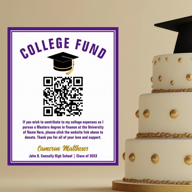 Affiche Purple Graduate College Fund QR Code (Créateur téléchargé)