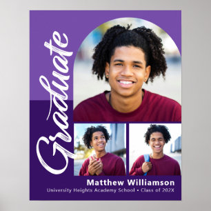 Affiche Purple Graduation 3 Photo Bold Arch Script Moderne