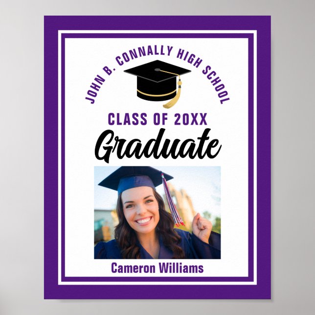 Affiche Purple Graduation Customisée Graduate Photo Party (Devant)