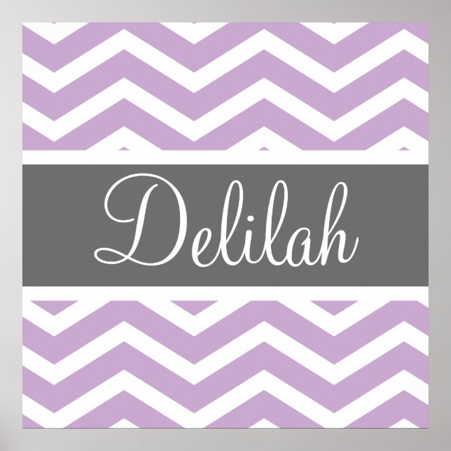 Affiche Purple Grey Chevron personnalisé (Devant)