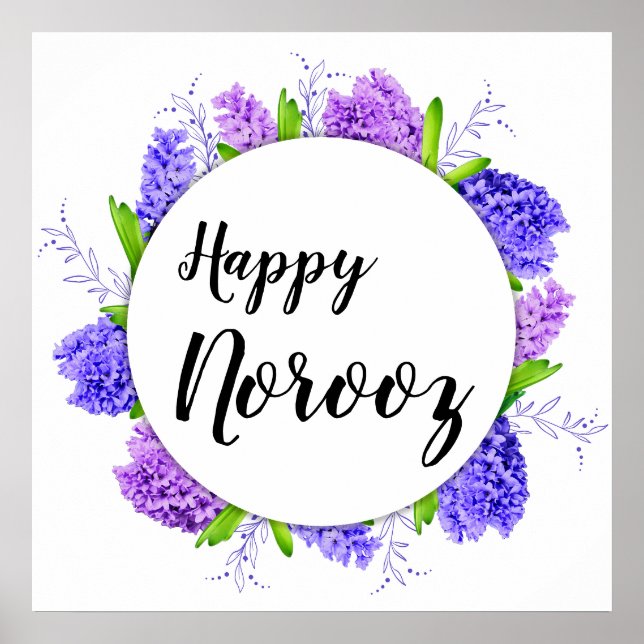 Affiche Purple Hyacinth Wreath Joyeux Norooz Nouvel An (Devant)