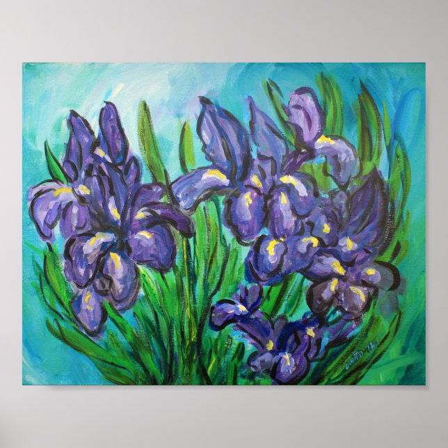 Affiche Purple Irises Art Moderne Peinture Imprimantes Pos (Devant)