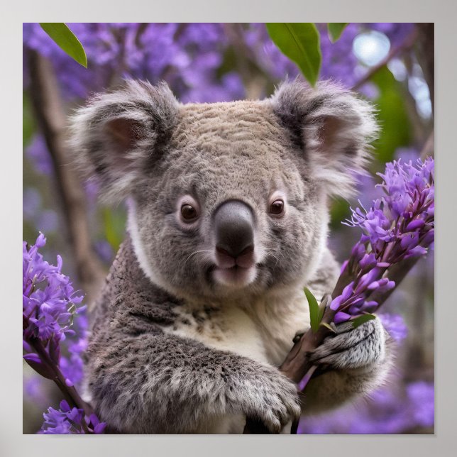 Affiche Purple Jacaranda Koala Ours, (Devant)