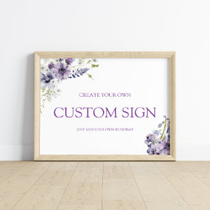 Affiche Purple + Lavande Florale Créez votre propre signe