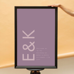 Affiche Purple Lilac Moderne Monogramme Gras Mariage