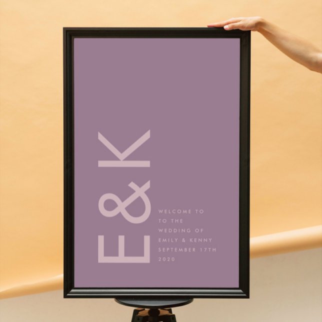 Affiche Purple Lilac Moderne Monogramme Gras Mariage (Créateur téléchargé)