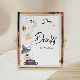 Affiche Purple Little Boo Baby shower Halloween Boissons