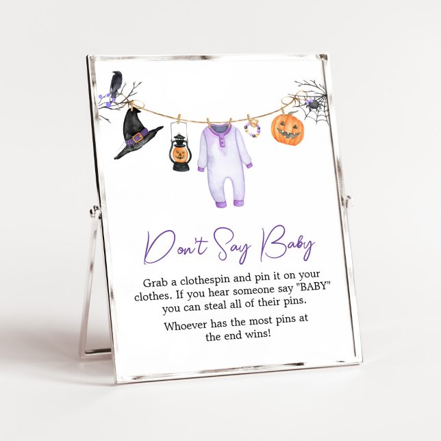 Affiche Purple Little Boo Halloween Ne pas dire bébé (Halloween Baby Clothes Baby Shower Don't Say Baby Sign)