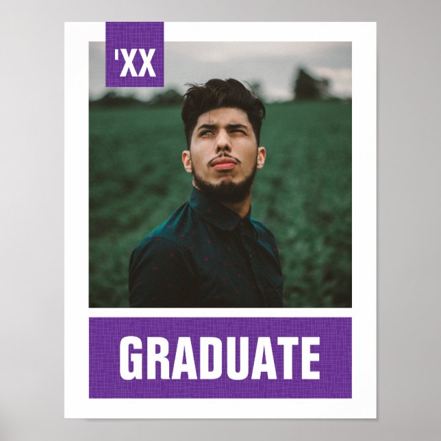Affiche Purple Modern Textured Photo Graduation (Devant)