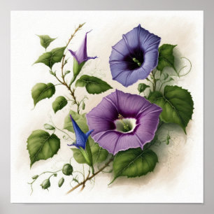 Affiche Purple Morning Glory Flowers Art Imprimer l'affich