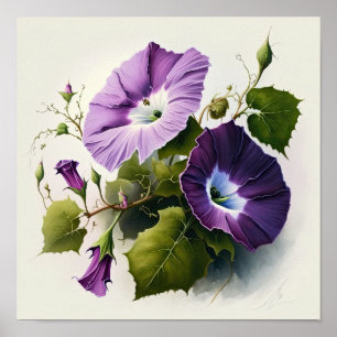 Affiche Purple Morning Glory Flowers Art Imprimer l'affich