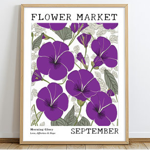Affiche Purple Morning Glory Septembre Marché aux fleurs d