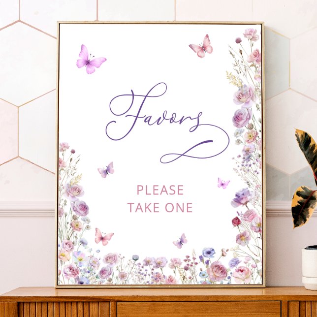 Affiche Purple Papillon Fleur sauvage Baby shower Faveurs (Créateur téléchargé)