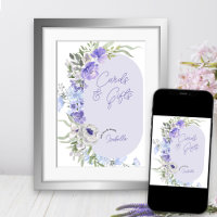Purple Peri Floral Main Lettré Cartes & Cadeaux