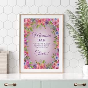 Affiche Purple Pink Wildflowers Baby Shower Momosa Bar 