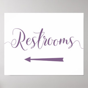 Affiche Purple Restrooms Arrow Sign - Left Arrow Direction