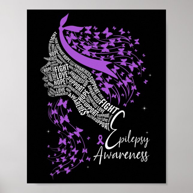 Affiche Purple Ribbon Butterfly Epilepsy Awareness  (Devant)