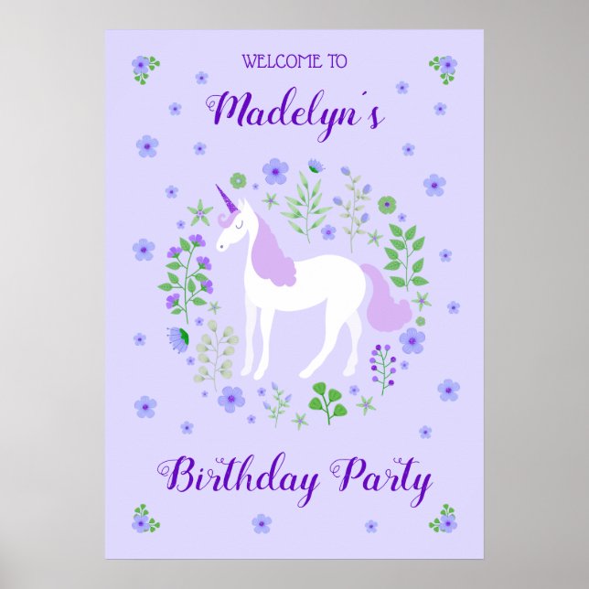 Affiche Purple Unicorn Faux Purple Parties scintillant Ann (Devant)