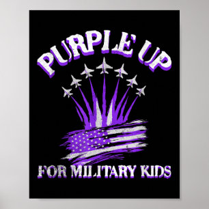 Affiche Purple Up For Military Kids Day Enfants Américains