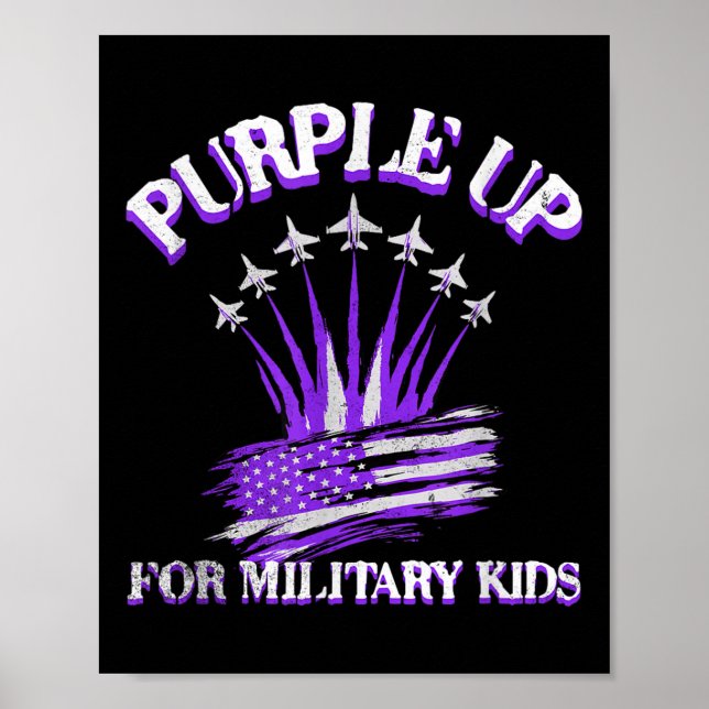 Affiche Purple Up For Military Kids Day Enfants Américains (Devant)