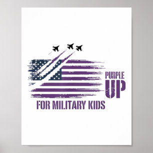Affiche Purple Up For Military Kids Distressed American Fl