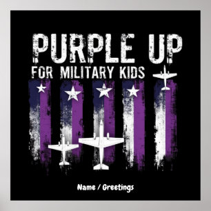 Affiche Purple Up For Military Kids Drapeau Montrez Votre 