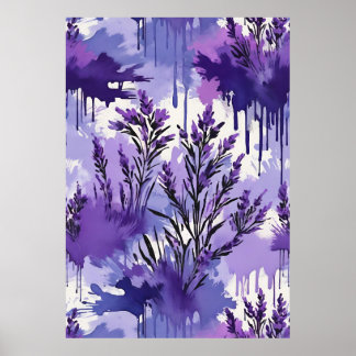 Affiche Purple Watercolor with Florals