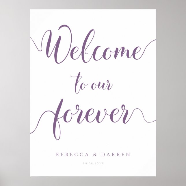 Affiche Purple Welcome to our Forever Wedding Sign (Devant)