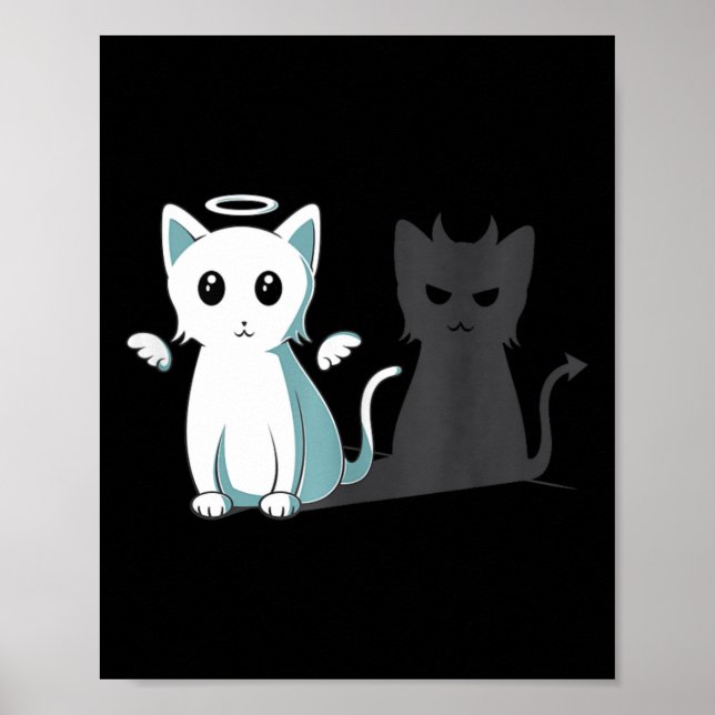 Affiche Purr Evil Devil Chat Halloween Happy Chat Angel De (Devant)