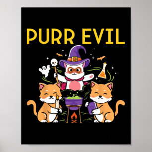 Affiche Purr Evil Halloween Chats sorciers amusants Chats 